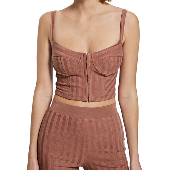 Jonathan Simkhai Standard Brown Corset Crop Top – Size M - Picture 2 of 9
